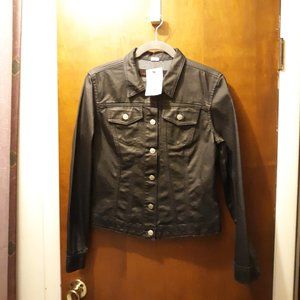 New Vintage Todd Oldham black sandblast "waxed" cotton jean jacket